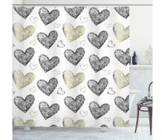 Sketched Hearts Shower Curtain