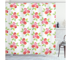 Watercolor Roses and Leaves Shower Curtain