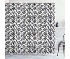 Monochrome Vintage Blossoms Shower Curtain