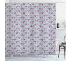 Romance Love Motifs Dots Shower Curtain