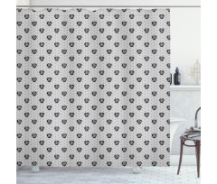 Grid Rose Flowers Motifs Shower Curtain