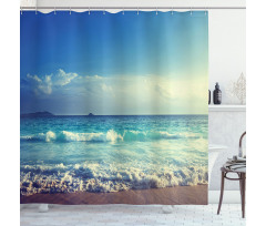 Beach Sunset Waves Shower Curtain