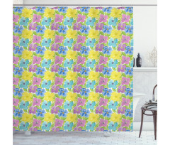 Watercolor Flower and Leaves Shower Curtain