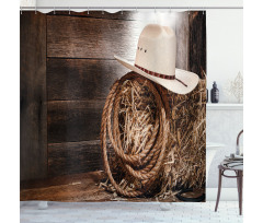 Wooden Folk Robe Hat Shower Curtain