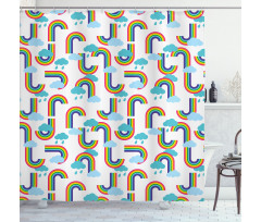 Rainbow and Clouds Pattern Shower Curtain