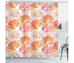 Watercolor Artwork Roses Shower Curtain