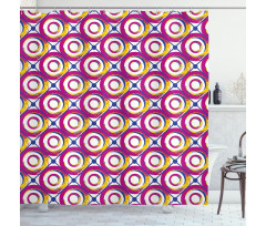 Colorful Hip Circles Swirls Shower Curtain