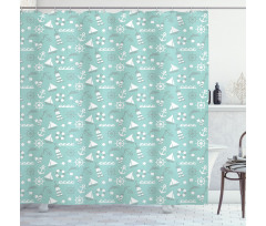 Anker Boat Waves Dolphin Shower Curtain