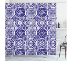 Rhythmic Flowers Motifs Shower Curtain