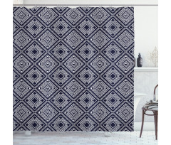 Rhythmic Bicolored Motifs Shower Curtain