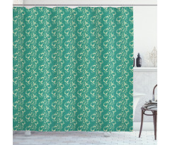 Shapes in Damask Pattern Shower Curtain