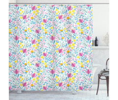 Flowers in Bloom and Buds Shower Curtain