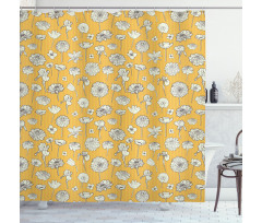 Meadow Flowers on Stripes Shower Curtain