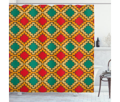 Stair Sided Tribal Shapes Shower Curtain