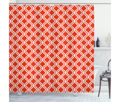 Abstract Warm Toned Lattice Shower Curtain