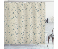 Leafy and Floral Curlicue Shower Curtain