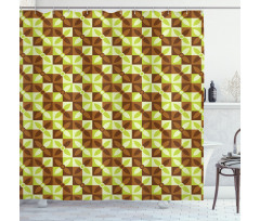 Bicolor Geometric Blossoms Shower Curtain