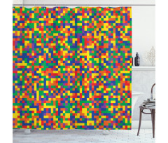 Vivid Motley Pixel Shower Curtain