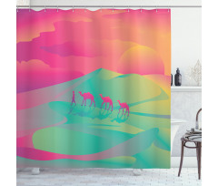 Camel Caravan Man and Sunset Shower Curtain