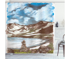 Snowy Mountains and Lake Shower Curtain