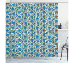 East European Flower Motif Shower Curtain