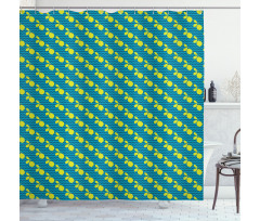 Citrus Motif Zigzag Backdrop Shower Curtain