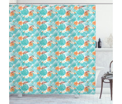 Summer Scene Palms Hibiscus Shower Curtain