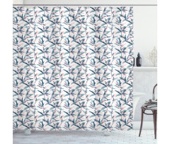 Graphic Design of Leaves Shower Curtain