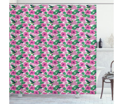 Hibiscus and Plumeria Art Shower Curtain