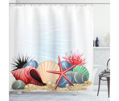 Summertime Seaside Pearl Shower Curtain