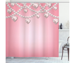 Heart Pearl Necklace Shower Curtain