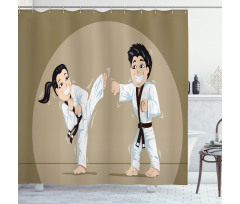 Children Karate Cartoon Art Shower Curtain