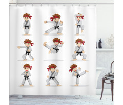 Martial Arts Boy Cartoon Shower Curtain