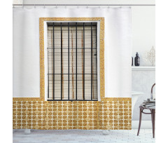 Modern Spanish Shutter Shower Curtain