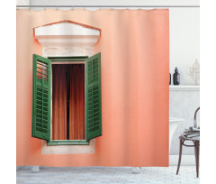 Old Retro House Shutters Shower Curtain