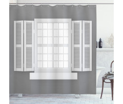 Wooden Window Shutter Shower Curtain
