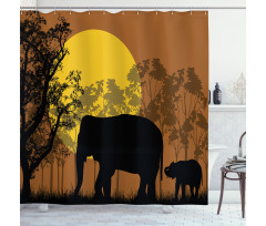 Animals and Trees Shower Curtain