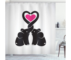 Heart with Animals Trunks Shower Curtain