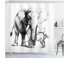 Big Mammal Sketch Shower Curtain