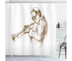 Sketchy Solo Jazz Band Shower Curtain