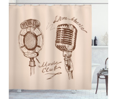 Boho Microphone Retro Shower Curtain