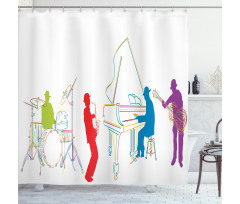 Retro Jazz Band Music Shower Curtain