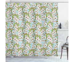 Delicate Floral Branches Art Shower Curtain