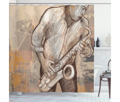 Jazz Musician on Street Shower Curtain