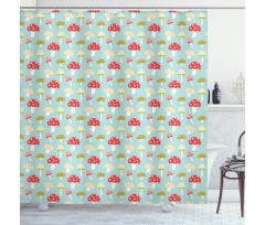 Cartoon Style Polka Dotted Shower Curtain