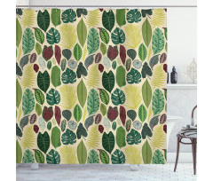 Various Detailed Leaves Shower Curtain