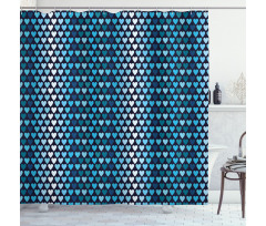 Blue Toned Heart Shapes Shower Curtain