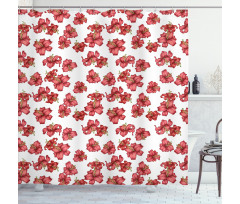 Vintage Style Lily Flowers Shower Curtain
