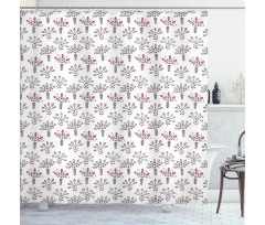 Pastel Art Rhythmic Flowers Shower Curtain