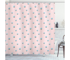 Cupcakes and Polka Dots Shower Curtain